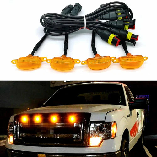 GMC Amber Front Grill Yellow LED Light 4 pcs Set