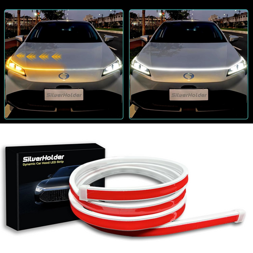 DYNAMIC WHITE AMBER LED CAR HOOD STRIP LIGHTS – 12V