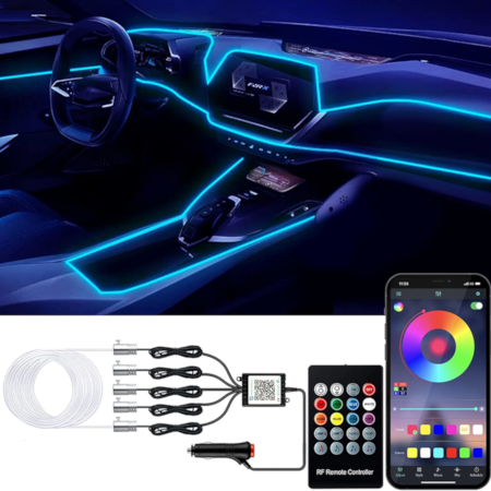 CAR LED INTERIOR STRIP AMBIENT LIGHTING KIT – 12V – 5 IN 1